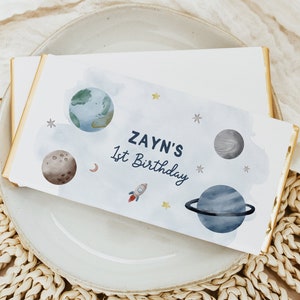 Editable Outer Space Chocolate Bar Label Candy Bar Wrapper Label Planet Astronaut Rocket Boy Birthday Party Download Printable Template Z292