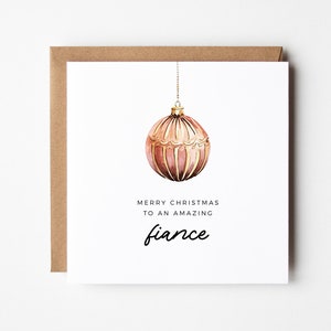 Tarjeta de Navidad personalizada para prometido, diseño de adorno navideño boho, descarga instantánea imprimible, feliz Navidad para esposa, futuro esposo