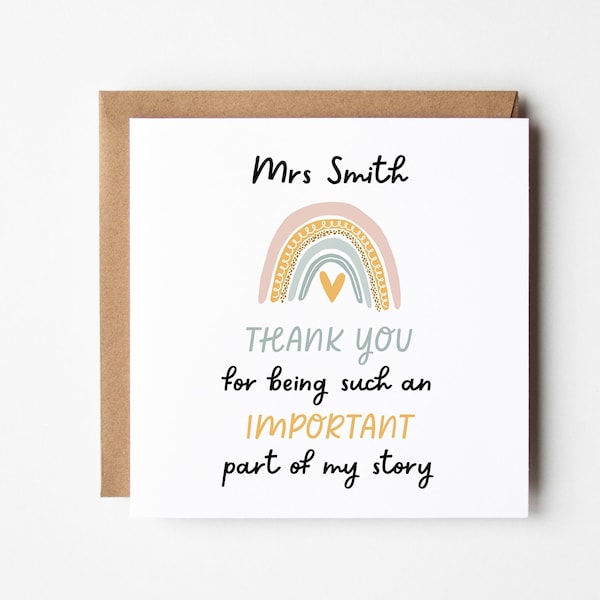 Pastel Rainbow Thank You Card, DIY Instant Download For Best Friend Mentor Teacher End of Term Appreciation For Being Part of My Story Note