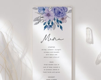 Wedding Menu Template, Floral Wedding Menu, Modern Wedding Menu, Printable Wedding Menu, Simple Menu Template Instant Download WED22