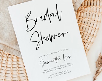 Bridal Shower Invitation, Bridal Shower Template Instant Download Boho Bridal Shower Invitation Printable DIY Shower Invitation Edit WED55