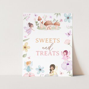 Dessert Table Sign, Sweets Treats Editable Printable Instant Download Birthday or Baby Shower Enchanted Fairy Princess Party Decoration Z296