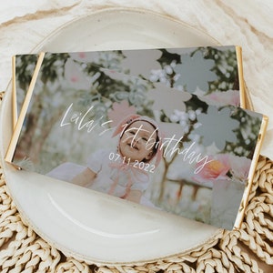 Baby Foto Schokoriegel Wrapper, druckbare Schokoriegel Wrapper, 1. Geburtstag Schokoriegel Wrapper, Sofort Download Bevorzugung Etiketten Z11