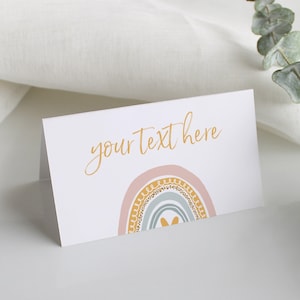 Rainbow Place Cards Template INSTANT DOWNLOAD Printable Food Tent Label Editable DIY Buffet Party Boho Decor Birthday Party Decoration Z53