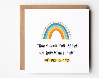 Thank You Card, For Being Part of My Story DIY Rainbow Card Best Friend Mentor Teacher End of School Term Personalised Instant Download Note