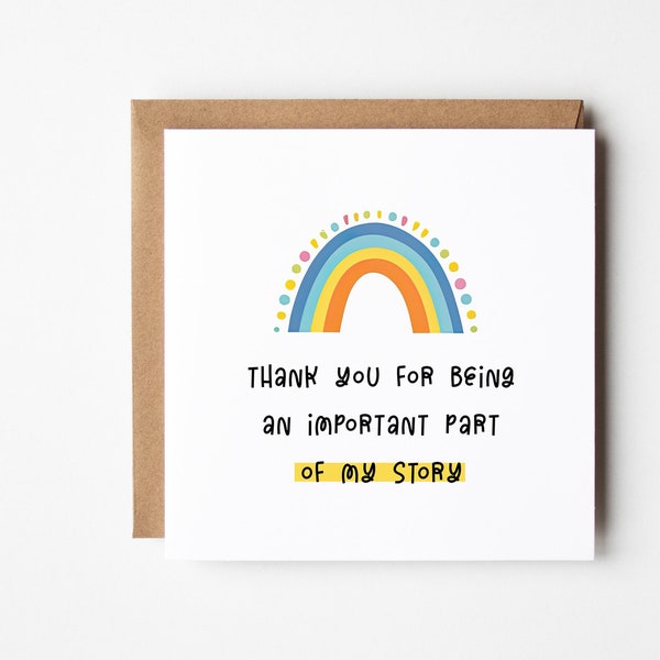 Thank You Card, For Being Part of My Story DIY Rainbow Card Best Friend Mentor Teacher End of School Term Personalised Instant Download Note