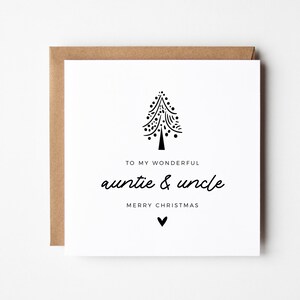 Moderne Weihnachtskarte für Tante & Onkel, personalisierte Weihnachtsbaum bearbeitbare druckbare quadratische Karte von Nichte Neffe Sofortiger digitaler Download