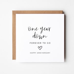Erster Jahrestag Karte, 1. Hochzeitstag Karte, ein Jahr zurück, minimalistische Ehemann Frau Jahrestag Karte, druckbare Jahrestagskarte