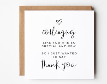 Colleague Thank You Card, Editable Printable Template DIY Folded Greeting Card Personalised Heart Note Special Retirement Leaving Work Card