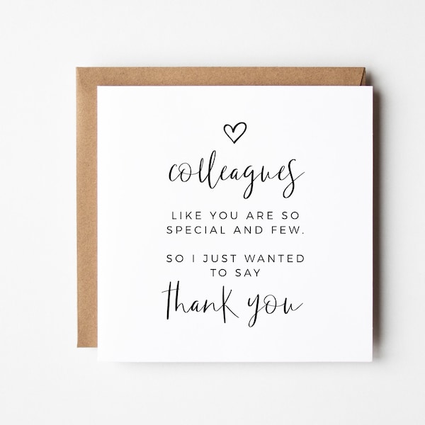 Colleague Thank You Card, Editable Printable Template DIY Folded Greeting Card Personalised Heart Note Special Retirement Leaving Work Card