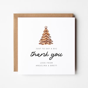 Weihnachts-Dankes-Karte, personalisierte gefaltete quadratische Gruß, Sofortiger Download Weihnachtsbaum Lebkuchen-Plätzchen-Design, Digitaldruck-Karte