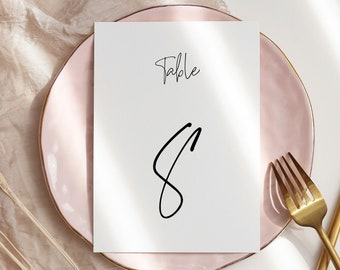Table Number Template, Wedding Table Numbers, Calligraphy Table Numbers, Simple Wedding Table Number Cards Printable, Instant DIY WED51