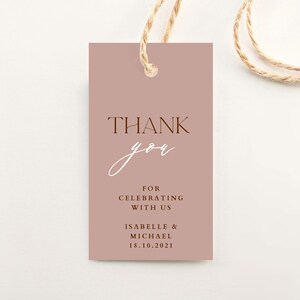 Boho Wedding Favor Tag Template, Modern Thank You Favor Tag, Minimalist Wedding Gift Tag Printable, Simple Bridal Shower Thank You Tag WED35