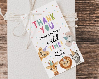 Safari Thank You Tags Template, Editable Jungle Animals Favor Tags, Safari Zoo Jungle Theme, Editable Text Instant Download Party Decor Z293