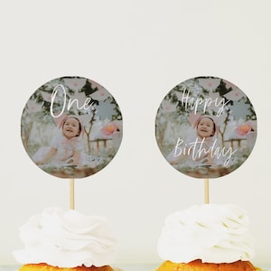 Editable Cupcake Toppers, Printable Photo Cupcake Topper Template, Instant Download Baby Shower or Birthday, DIY Editable Party Decor Z11