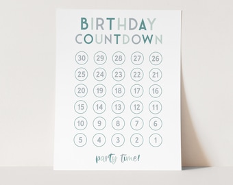 Birthday Countdown Printable Template, Kids Bday Countdown, Rainbow ...