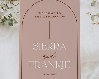 Wedding Welcome Sign Editable Template, Printable Instant Download, Modern Boho Arch Design, Neutral Earthy Tones DIY Poster WED34