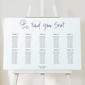 Seating Chart Poster, Wedding Seating Chart Sign, Find Your Seat Sign, Table Seating Chart, Editable Wedding Seating Sign, Minimalist WED03