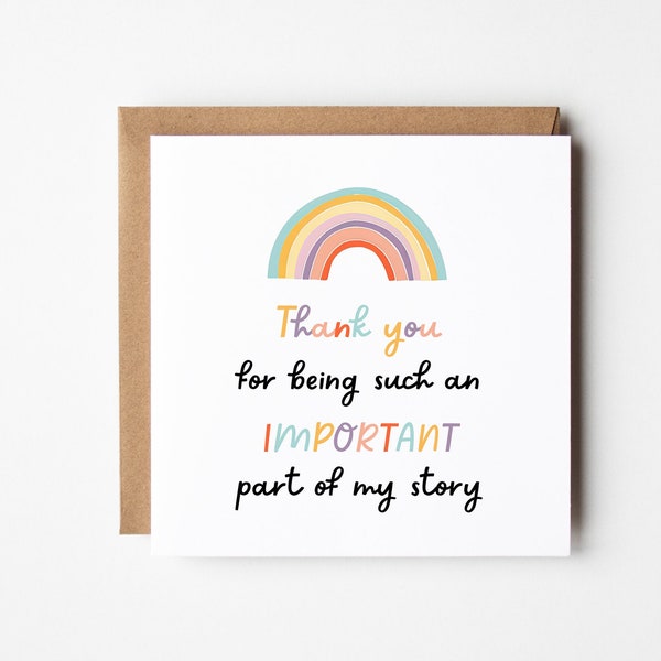 Colorful Thank You Card, For Being Part of My Story DIY Rainbow Best Friend Mentor Teacher End of School Term Personalised Instant Download