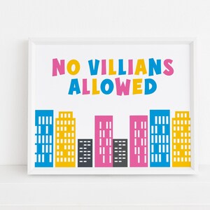 Editable Superhero Birthday Party Sign, Pink No Villains Allowed Template Printable Kids Girls Instant Download DIY Super Hero Sign Z297