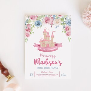 Editable Princess Invitation Template, Printable Princess Birthday Invitation, Princess Party, Girl Birthday Invitation Princess Invite Z310