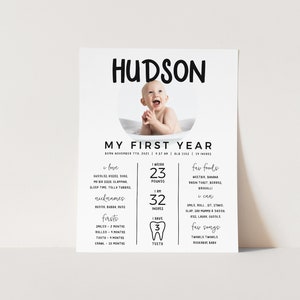 Baby Milestone Board, First Birthday Milestone Poster Template, Editable 1st Birthday Milestone Sign, Milestone Poster 1st Birthday Z132