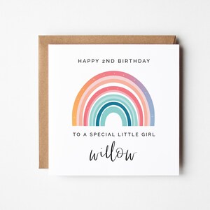 Alles Gute zum Geburtstag Karte für Mädchen - 1. 2. 3. Pastell Regenbogen Bearbeitbare druckbare DIY Quadratischer Gruß, Sofort Download Mädchen Karten Vorlage
