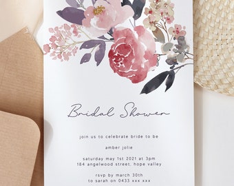 Bridal Shower Invitation Editable Template Bridal Shower Printable Blush Floral Bridal Shower Chic Bridal Shower Invite DIY Invite WED47