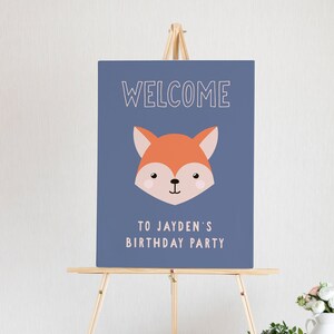 Woodland Fox Birthday Welcome Sign, Boys Party Instant Download ...