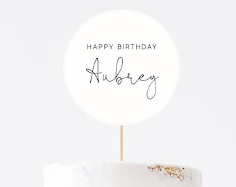 Editable Cake Toppers, Simple Printable Cake Topper Template, Instant Download Birthday or Baby Shower, DIY Editable Minimal Party Decor Z15