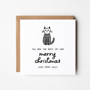 Biglietto natalizio per papà gatto, stampabile fai da te modificabile, download istantaneo personalizzato, auguri festivo gattino per padri gatti, biglietto di buon Natale