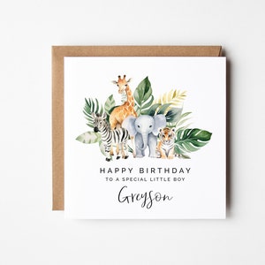 Happy 1st Birthday To A Special Little Boy, 1st Birthday Card For Boy, Safari Animal Birthday Card, Cute Greeting Card, Printable Birthday