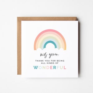 Cartão de agradecimento do professor, todos os tipos de cartão dobrado DIY maravilhoso, educador personalizado, arco-íris positivo, presente final, download instantâneo, obrigado
