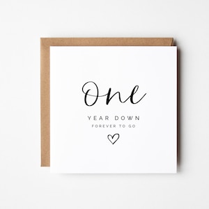 Tarjeta del primer aniversario, tarjeta del 1er aniversario de boda, un año menos, tarjeta de aniversario minimalista de la esposa del marido, tarjeta de aniversario imprimible