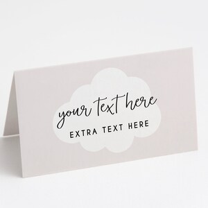 Editable Food Labels, Pink Cloud Food Label Place Card Template, Tent Card Escort Card Printable Girl Birthday Party Buffet Table Signs Z73