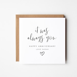 Tarjeta de feliz aniversario: minimalista moderno editable, saludo cuadrado personalizado, descarga instantánea para cónyuge o pareja, siempre fuiste tú