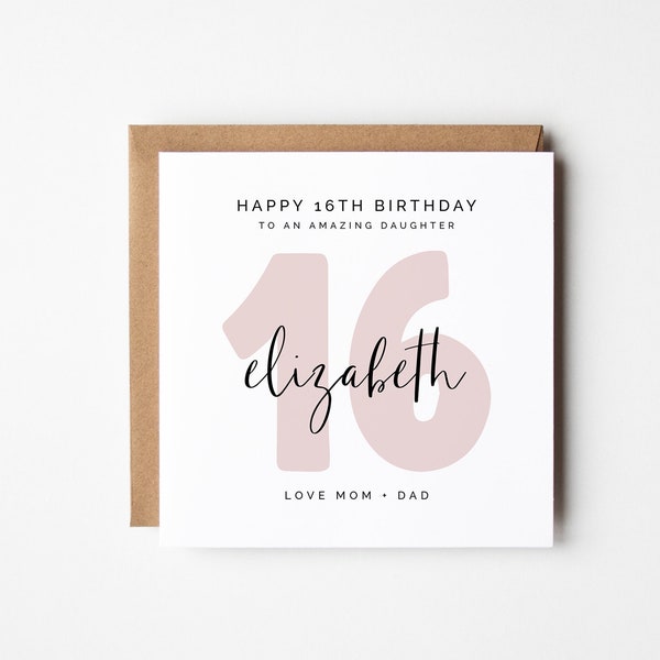 Sweet 16 Birthday Card for Girls - Pink Modern Minimalist, Editable Printable Instant Download, Any Age Teen Print At Home Greeting Card DIY