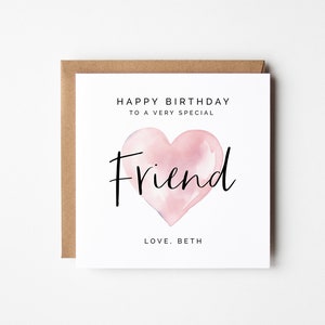 Carte d'anniversaire Bestie, coeur rose imprimable Merci à un ami Modifiable en téléchargement immédiat aquarelle carte de remerciement Note spéciale meilleur ami