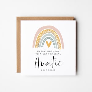 Alles Gute zum Geburtstag Tante Karte - Bearbeitbare Pastell Rainbow Printable Square Gruß DIY personalisierte Instant Download Karte von Nichte