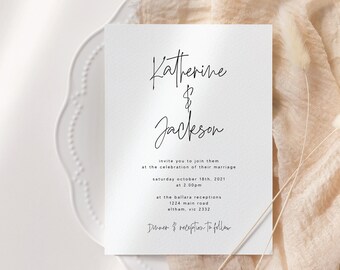 Minimalist Wedding Invitation Instant Download Modern Simple Elegant Editable Wedding Template Printable Script Wedding Invitation WED51