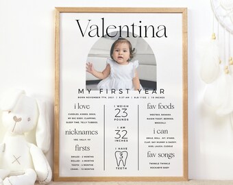 Baby Milestone Board, First Birthday Milestone Poster Template, Editable 1st Birthday Milestone Sign, Milestone Poster 1st Birthday Z0