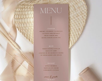 Wedding Menu Template, Editable Wedding Menu Printable, Boho Menu Card, Printable Menu Card, Templett Menu, Instant Download WED34