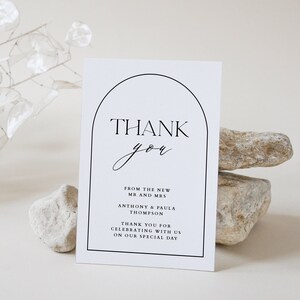 Thank You Card Template, Editable Printable Instant Download Modern Minimalist Wedding or Bridal Shower Arch Script Card Digital DIY WED46