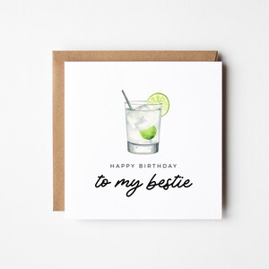 Cocktail Geburtstagskarte - Bester Freund bearbeitbar druckbar, DIY Personalisierter quadratischer Gruß, Sofortiger Download, Bestie Appreciation Note Card