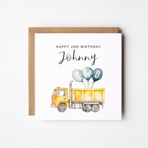 Carte d'anniversaire construction pour garçons, camion à benne basculante personnalisée, bricolage imprimable, téléchargement immédiat, carte de voeux carrée 1er 2e 3e anniversaire