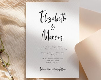 Minimalist Wedding Invitation Template Wedding Invitation Template Download Editable Modern Wedding Invite Instant Download DIY WED50