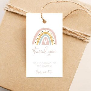 Editable Rainbow Favor Tag Rainbow Gift Tags Rainbow Thank You Tags Pastel Pink Rainbow Party Decorations Instant Download Printable DIY Z9