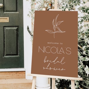 Bridal Shower Welcome Sign, Editable Digital Download Printable Modern Boho Terracotta Neutral Bohemian Earthy Rustic Welcome Poster WED32