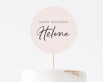 Editable Cake Toppers, Pink Printable Cake Topper Template, Instant Download Birthday or Baby Shower, DIY Editable Minimal Party Decor Z28