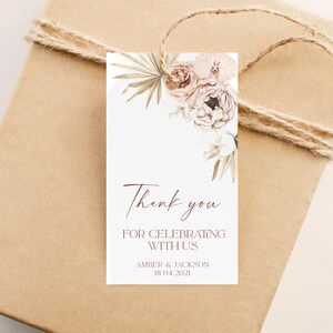 Floral Wedding Favor Tag Template, Modern Thank You Favor Tag, Minimalist Wedding Gift Tag Printable, Boho Bridal Shower Thank You Tag WED02